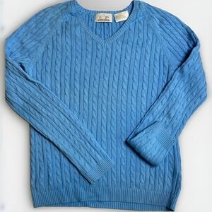 Women's EP Pro Golf Sweater Cable Knit V Neck Medium Blue Size XS
